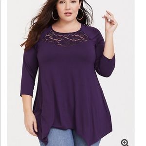 Torrid Super Soft Purple Lace Sharkbite Tee